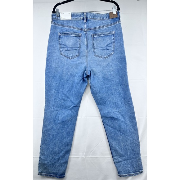 American Eagle Sz 16 Regular Women's Mom Jeans Strigid Denim Distressed New - Picture 4 of 11